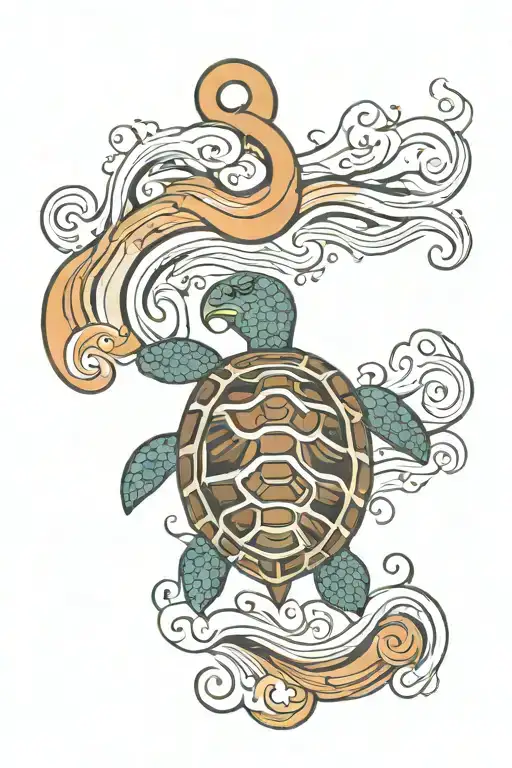 Anchor Wave Turtle Swimming