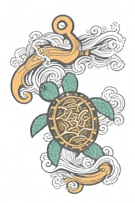 Anchor Wave Turtle Swimming