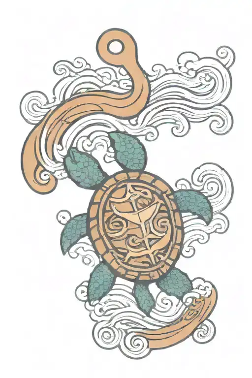 Anchor Wave Turtle Swimming