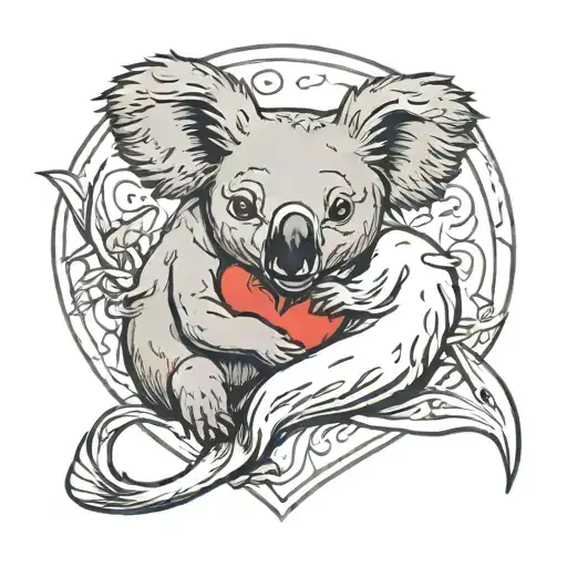 Koala Dolphin Forming Heart Intertwined Symbolizing Mom