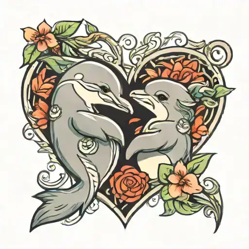 Dolphin And Koala Forming Heart Intertwined Symbolizing Mom