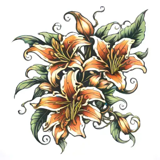 Lily Flower Intertwined Vines Growing