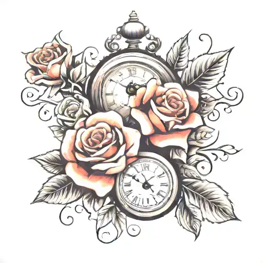 3 Roses And A Clock