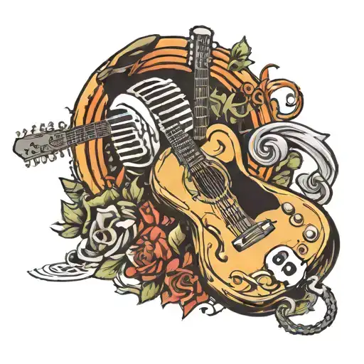 10 Number And Mic Headphones Guitar Tattoo Art