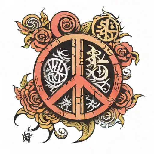 Kanji Symbol Peace Sign Combined Together Symbolizing