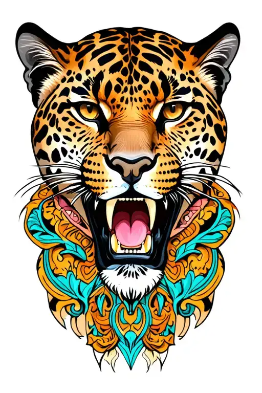 Leopard Roaring Face With Dorset