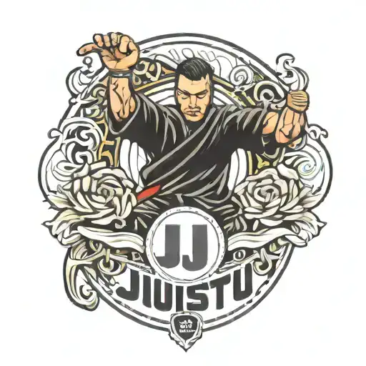 Jiu-jitsu Word Tattoo Design For Back Of Forearm On White Background