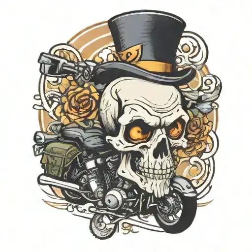 Scrooge Bear Skull Motorcycle