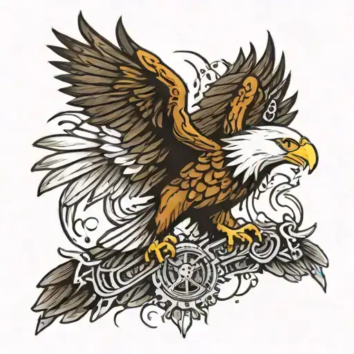 Bald Eagle With Machine Guns In Both Wings