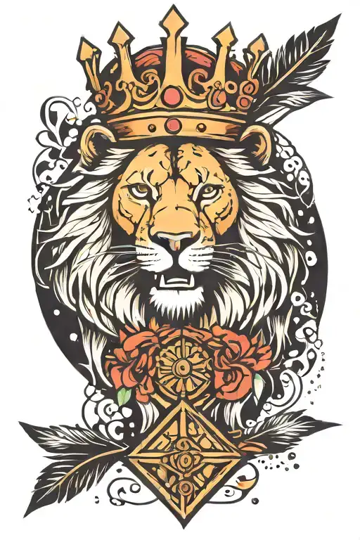 Lion Crown Dots Dashes Arrow
