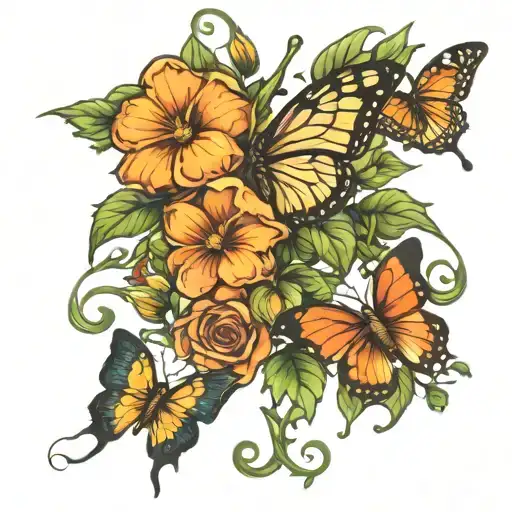 Butterfly Flowers Vine Wrapping