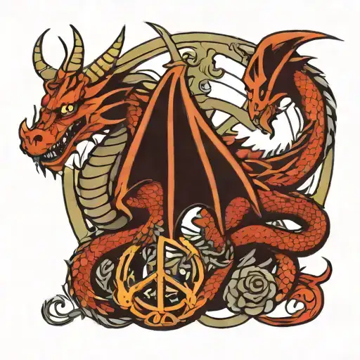 Dragon And Peace Sign