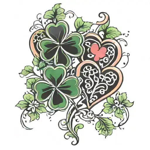 Hearts With Four Leaf Clovers