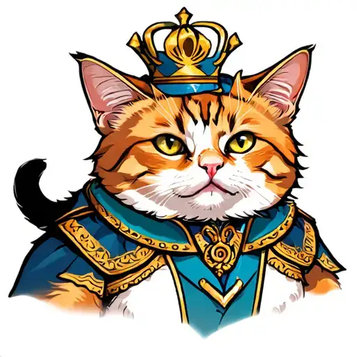 Fat Orage Cat In Royal Garb