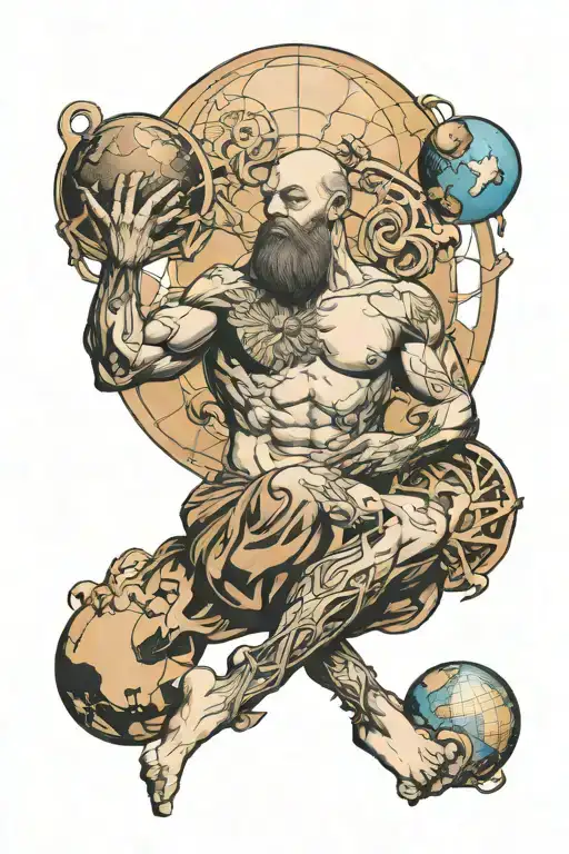 Atlas Holding The Earth Elements Forming
