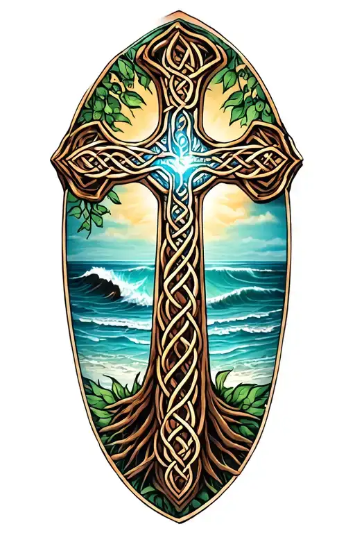 Celtic Cross Tree Of Life Beach