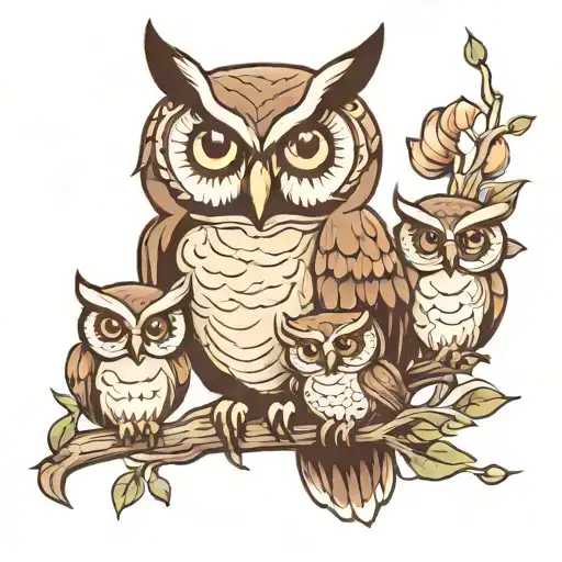 Owl And Two Babys