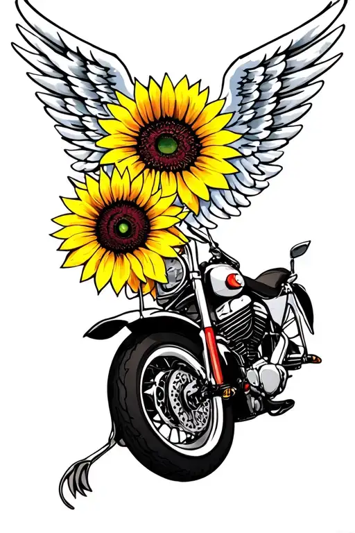 Sunflower Motorcycle Angel Wings