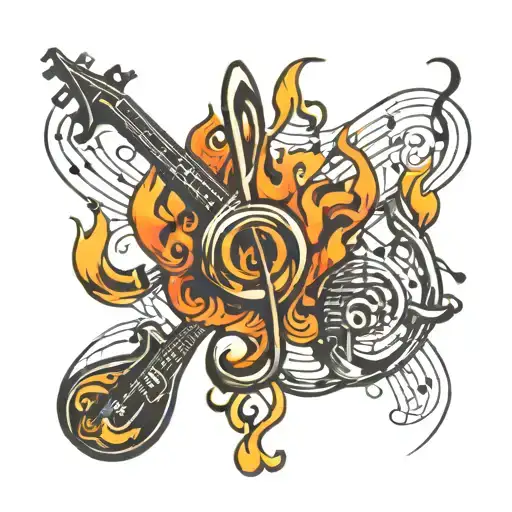 Fire And Music Note Intertwined