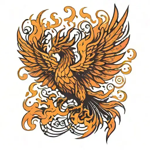 A Phoenix Rising From Flames With Musical Notes Intertwined In Its Feathers