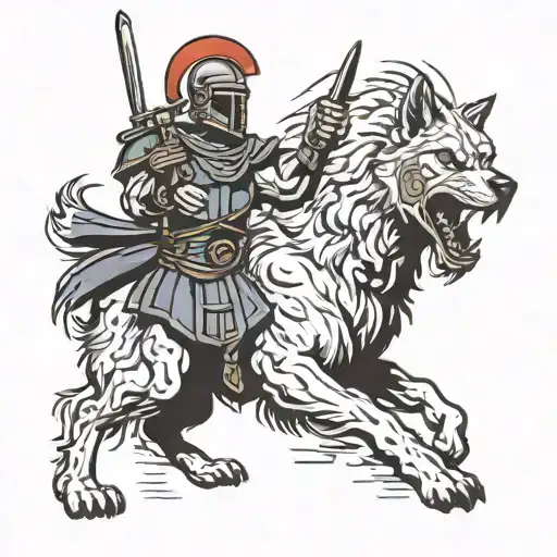Spartan Soldier Fighting A Wolf In Sheeps Clothing