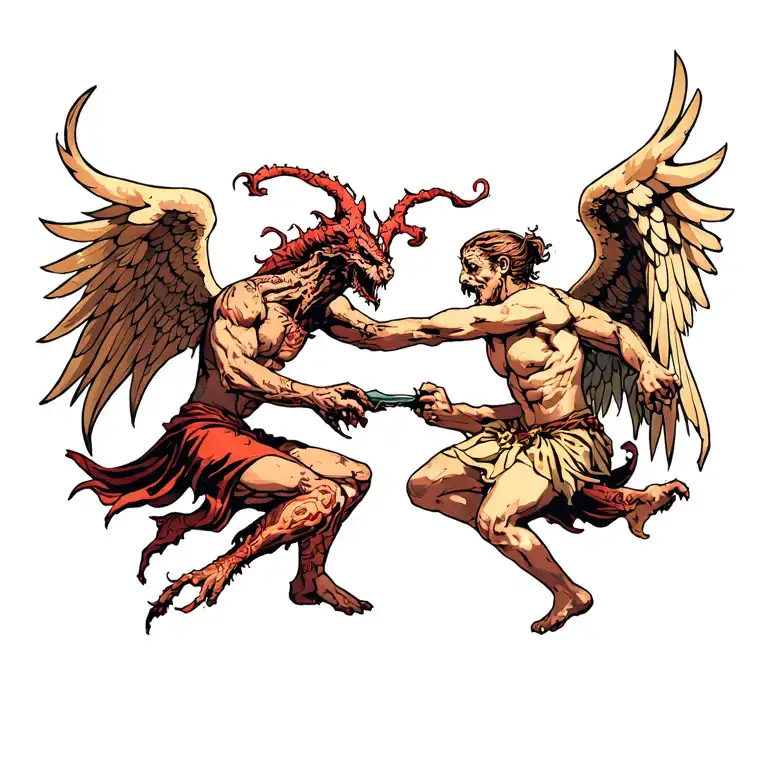 Demons And Angels Fighting