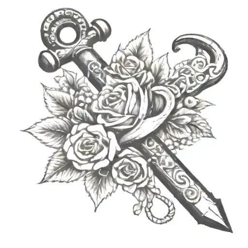 Anchor Made From Blossom And Rose