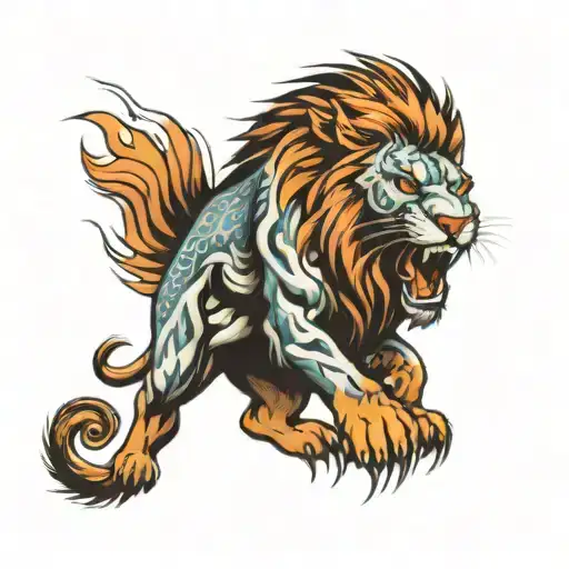 Roaring Lion With Thunder Strike