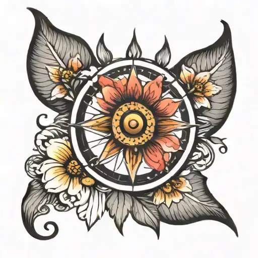 Compass And Anemone Flower Blooming