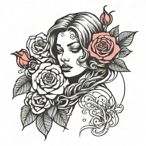 Girl And Rose Intertwined With Strong Woman Quotes