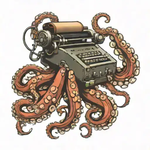 Typewriter And Octopus Tentacles