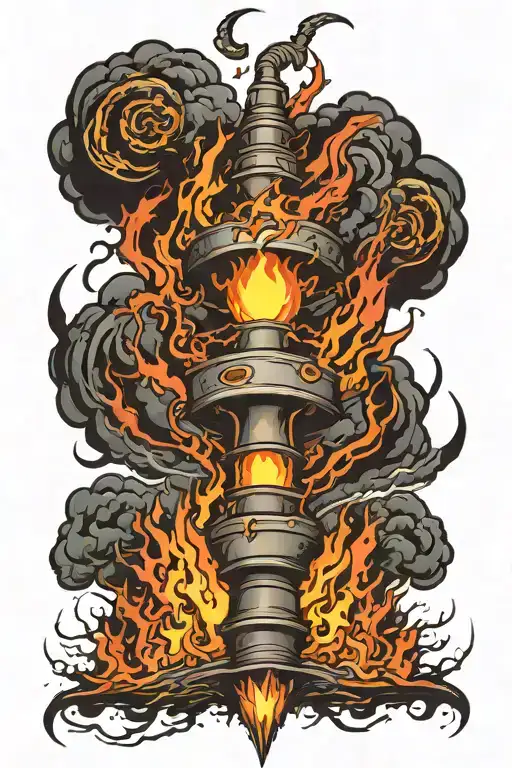 Flames Tornado With Lightning Arcs