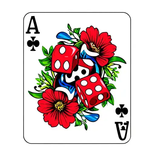 Poker Cards Dice And Flowers