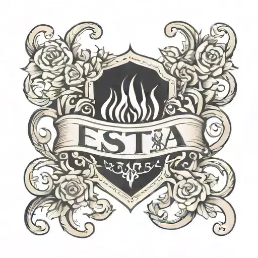 A Minimalist Design Of A Hearth With The Word Estia Incorporated Into It