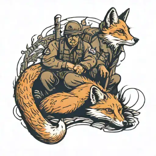 Ww2 Soldier As A Fox Sitting In A Fox Hole With Enemy Soldier Above It