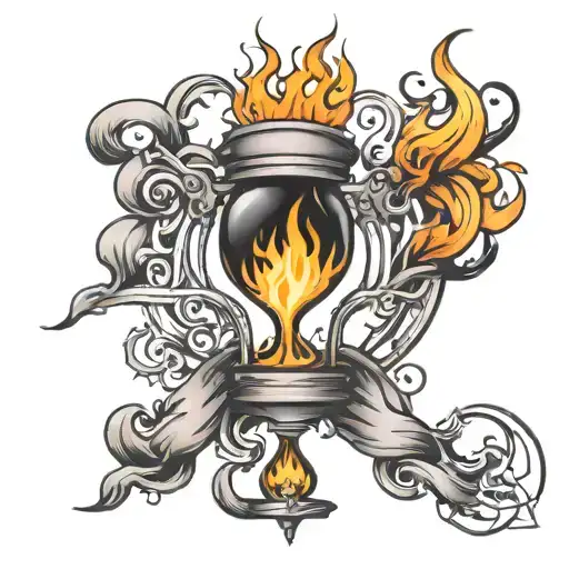 Hour Glass Wrapped In Fire