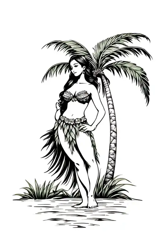 Hula Girl Palm Tree