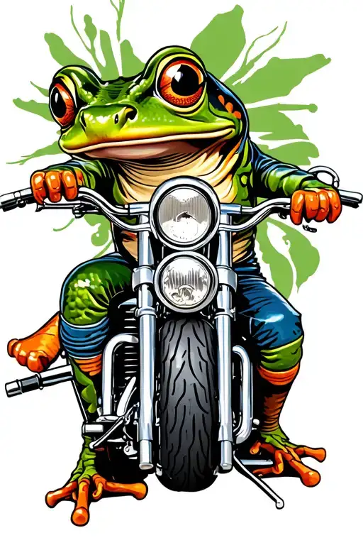 Frog Riding A Harley Davidson Motorcycle
