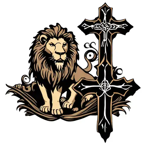 3 Crosses With Lion