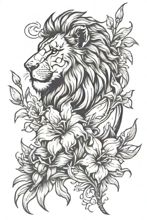 Lion And Gladiolus Flower