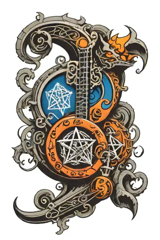 Old Traditional Dungeons & Dragons Forming Musical Notes Psychedelic Style