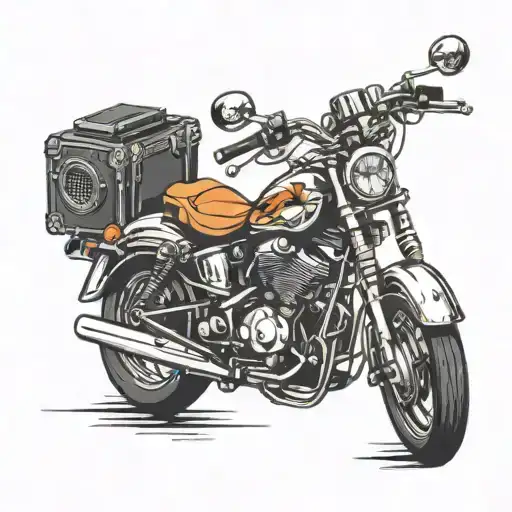 Motorcycle And Music With Headphones