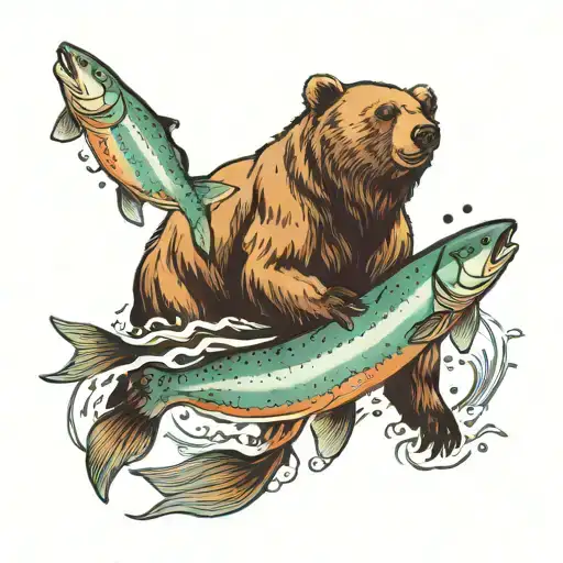 Bear Playing With Salmon Underwater