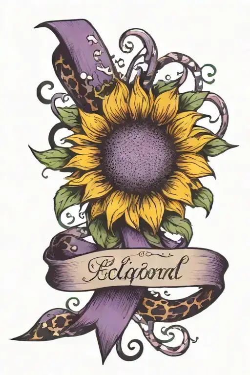 Purple Ribbon With The Purple Leopard Print Sunflower Love Shouldn't Hurt Writing