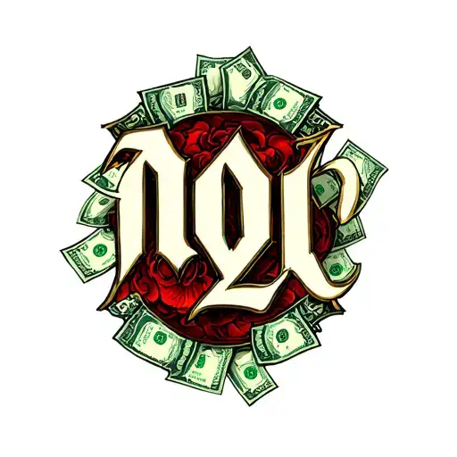 Letters Moy2 In Old English Letters With Money Around It