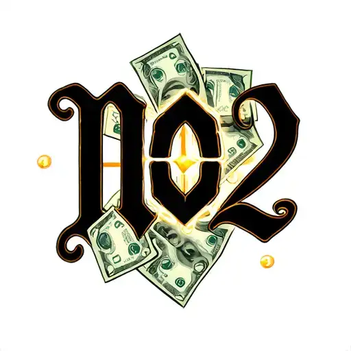 Moy2 In Old English Letters With Money Around It Luminous Points