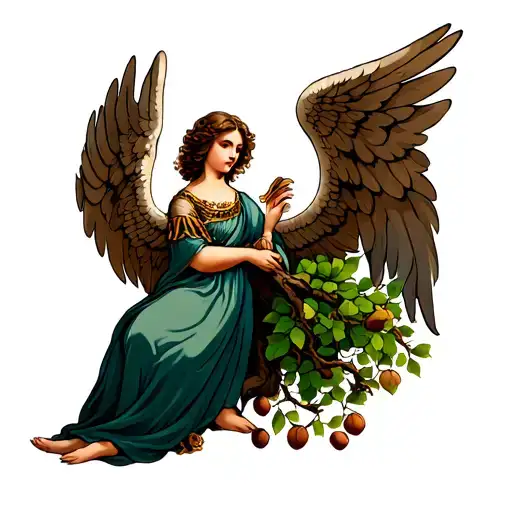 Angel And Hazelnut Tree