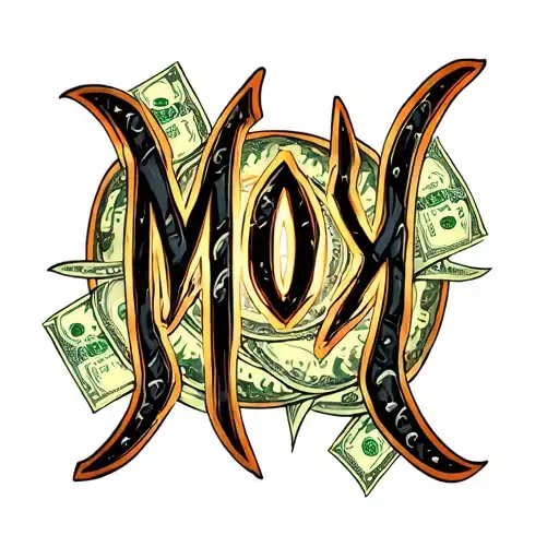 Moy 2 In Old English Letters With Money Around It Luminous Points