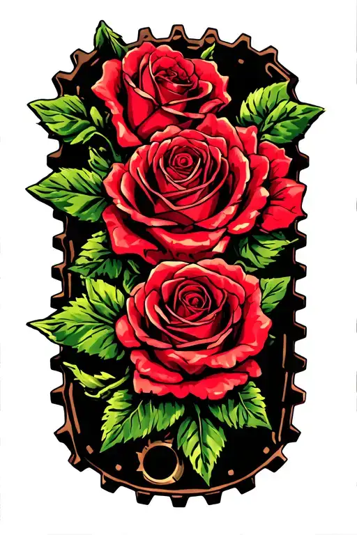 Motorcross Roses Chain Sprocket Implanted Into Parts