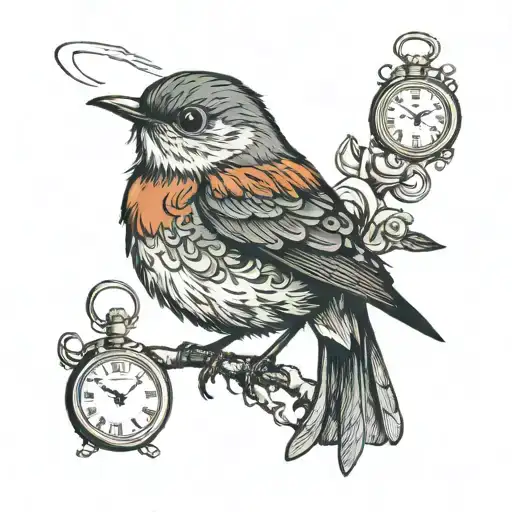 A Robin With A Curly Mustache And A Pocket Watch On Its Paw